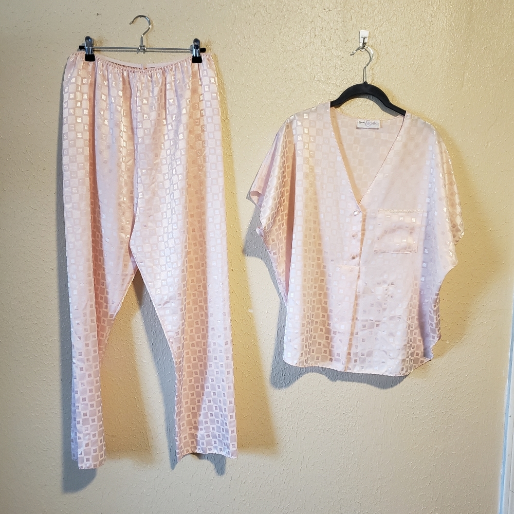 Vintage 80's Cinema‎ Etoile Satin Pajama Set Size Large